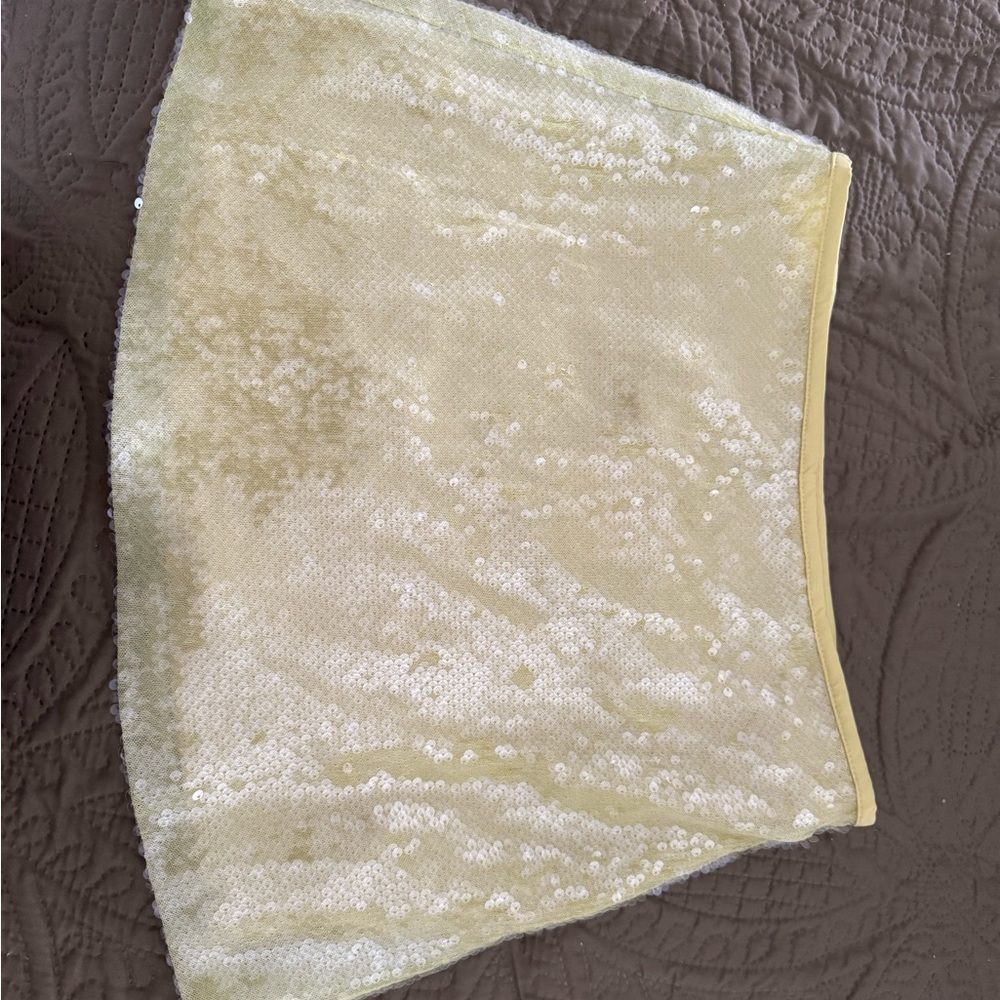 Zara Pale Yellow Sequin Mini Skirt